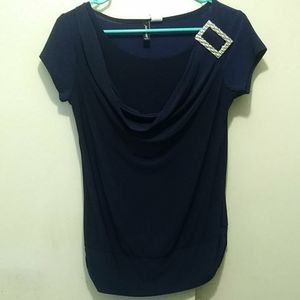 Navy Blue dress shirt with silver buckle